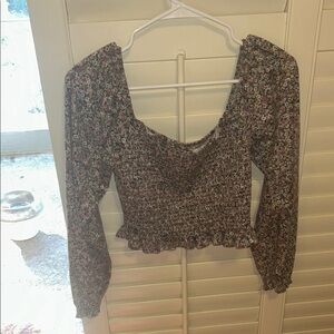 SO Floral Long Sleeve cropped Blouse - Multicolor floral